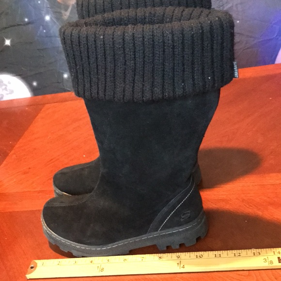 Skechers black leather winter boots shoes size 6 - Picture 8 of 16